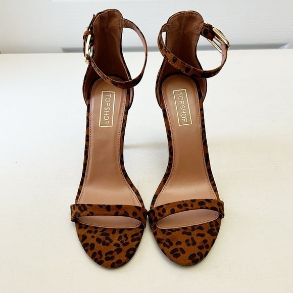 Topshop Leopard Print Stiletto Heels Ankle Strap Brown and Black Size 7.5 UNWORN - Picture 4 of 15